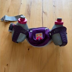 Purple Women's Running Belt with Dual Water Bottles